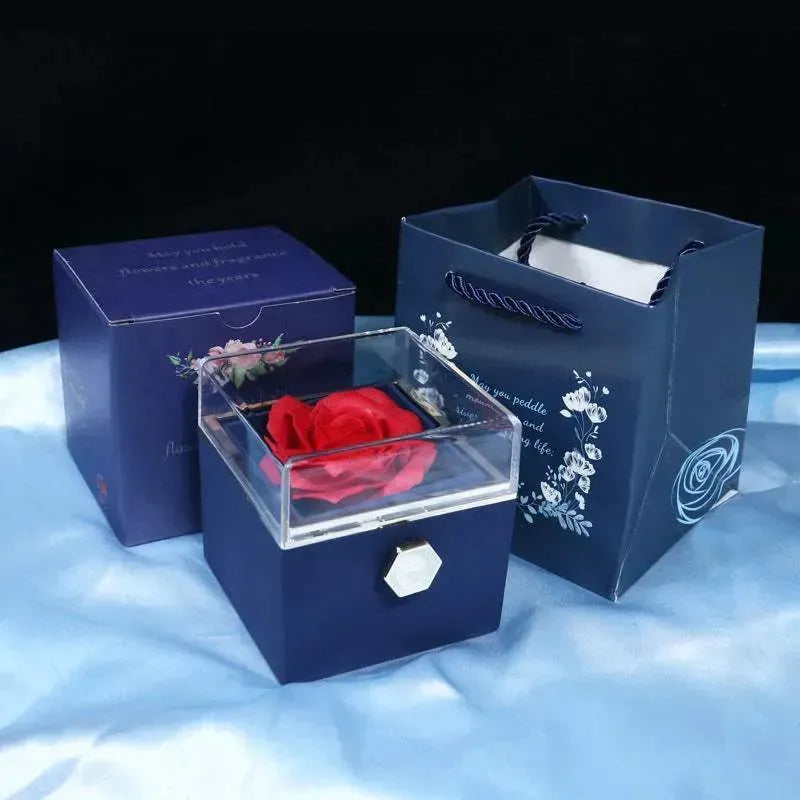 Valentine's Day™ Rotating Rose Jewelry Box Blue Jewelry Boxes - Tophatter Daily Deals